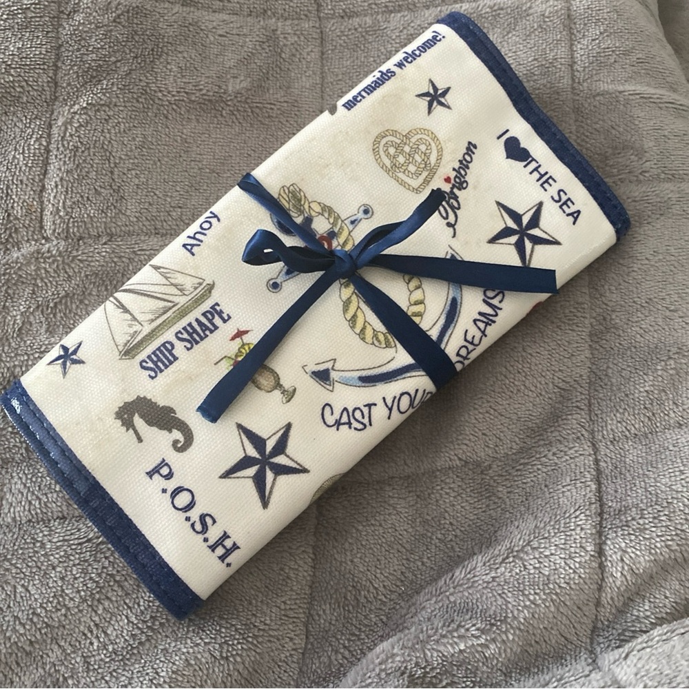 Brighton "THE SEASIDE CHIC" Nautical Jewelry Roll Travel Jewelry Roll Case Pouch